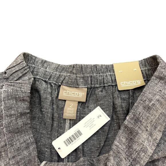 Chico's Linen Blend Popover Top and Linen Pull On Ankle Pant Set Size 12 - Picture 10 of 15